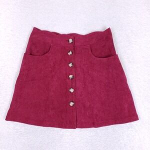 In Girl Corduroy Skirt Womens XL 16 Button Front Mini Burgundy Y2K Whimsygoth